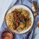 Vegetarisk bolognese med spaghetti