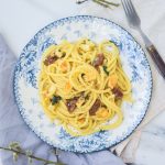 Vegetarisk carbonara med æg